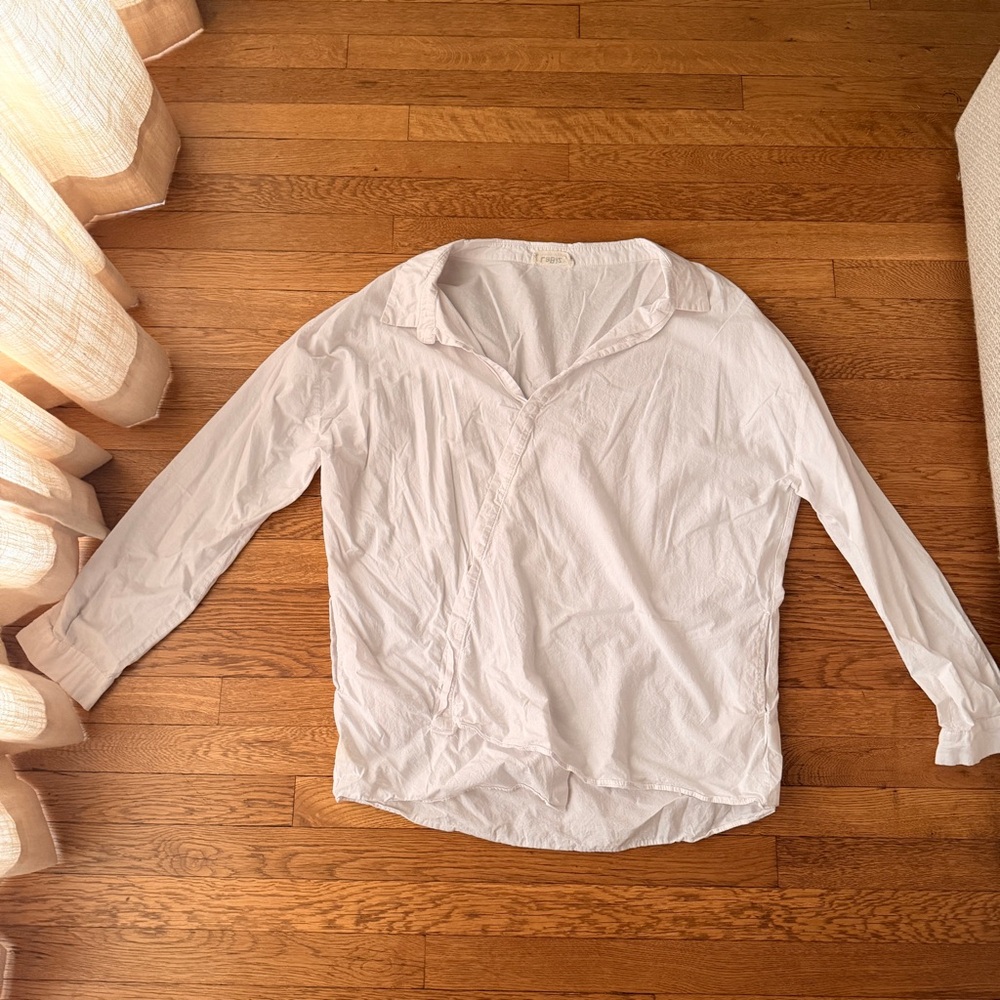 White Long Sleeve asymmetrical  Shirt